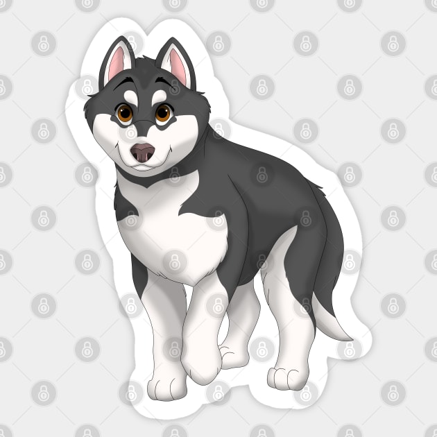 Black and White Siberian Husky Dog Brown Eyes Sticker by millersye